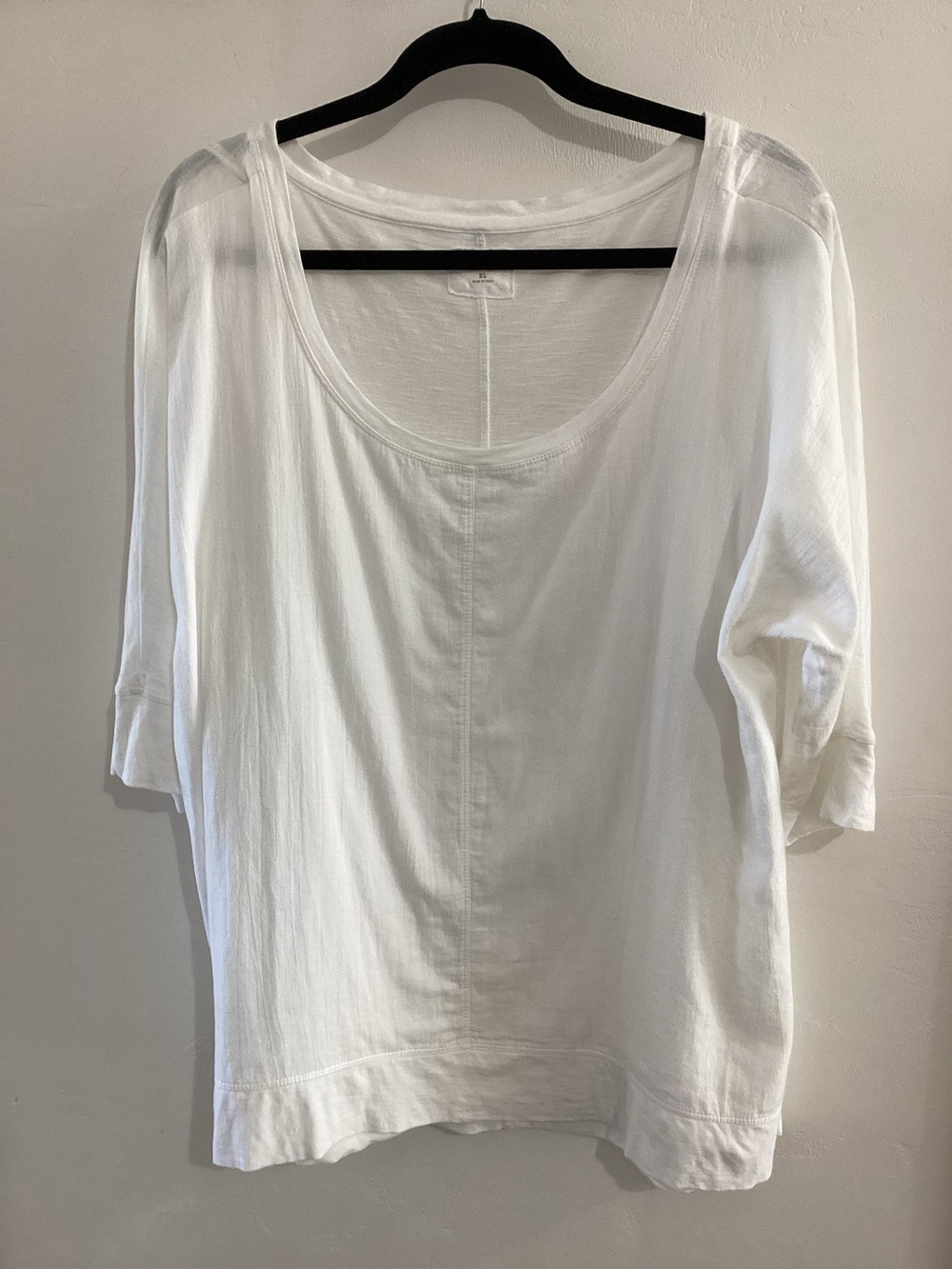 White 100% Cotton Tunic with Three-Quarter Length Sleeves